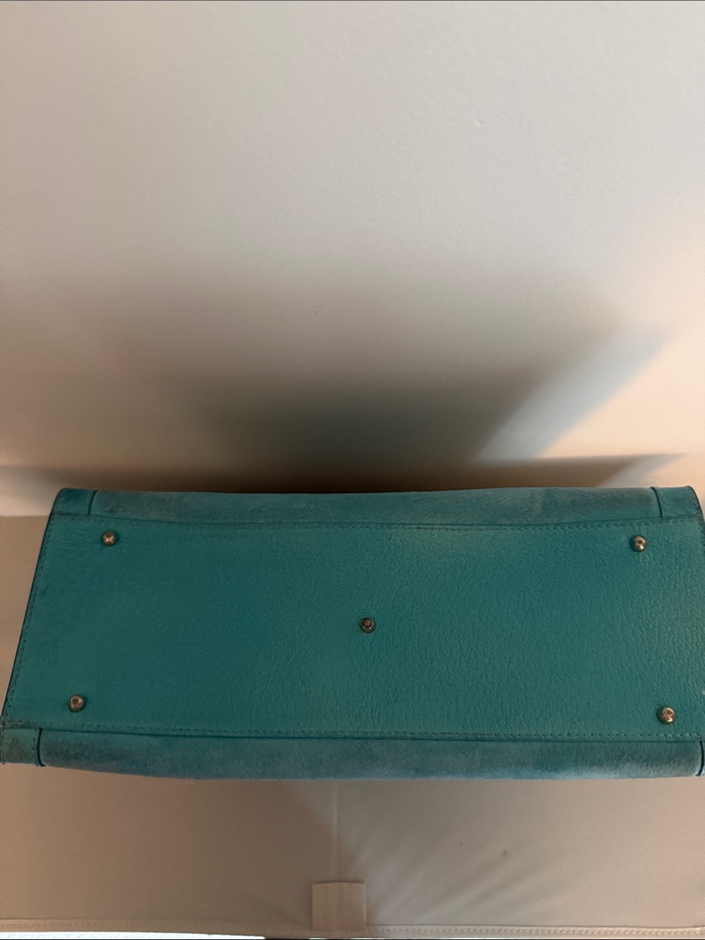 Vintage Gucci Turquoise Suede Tote with Bamboo Handle - Picture 12 of 12